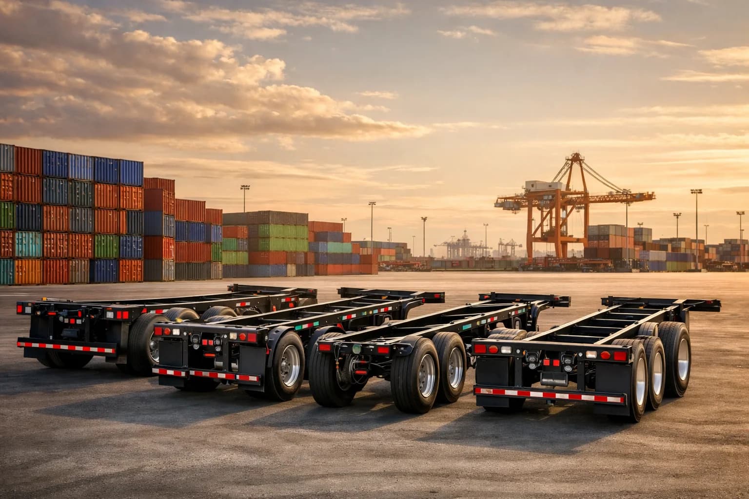 Fleet of intermodal gooseneck chassis